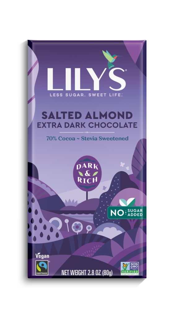 Lily's Sweets Salted Almond Extra Dark Chocolate 70% Cocoa